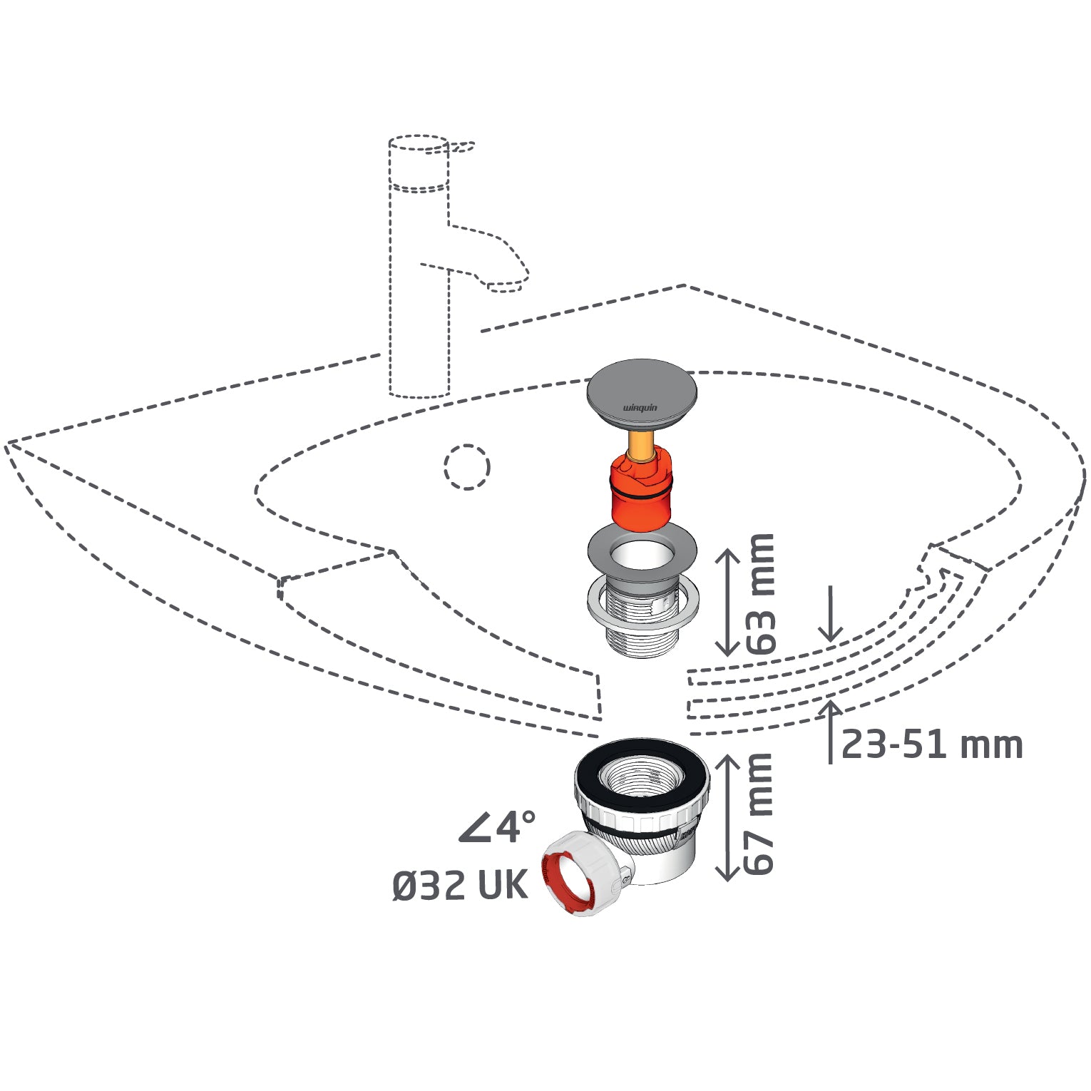 Wirquin Nano 1 1/4" 32mm Basin Waste & Trap - Chrome Wirquin