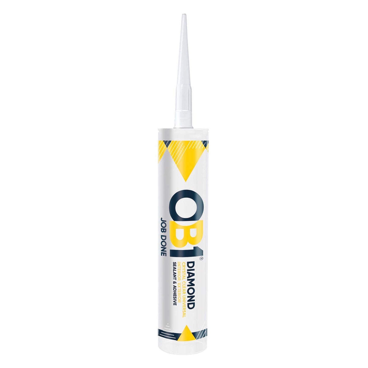 A single tube of OB1 Diamond Seal & Adhesive on a solid white background. The tube is white with yellow and dark blue geometric accents and features the brand name 'OB1' prominently.