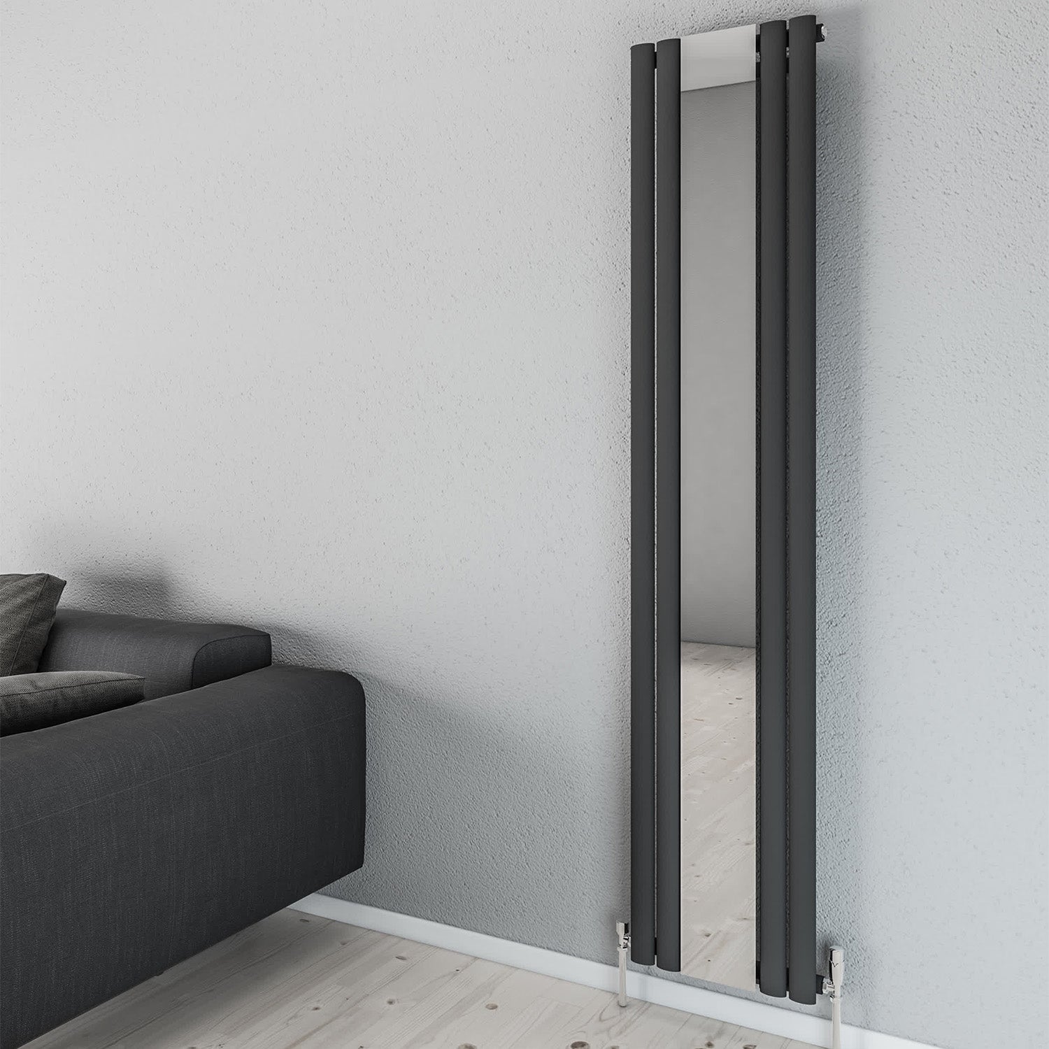Aqua Moda Steel Vertical Radiator with Mirror W380 x H1800 Frontline