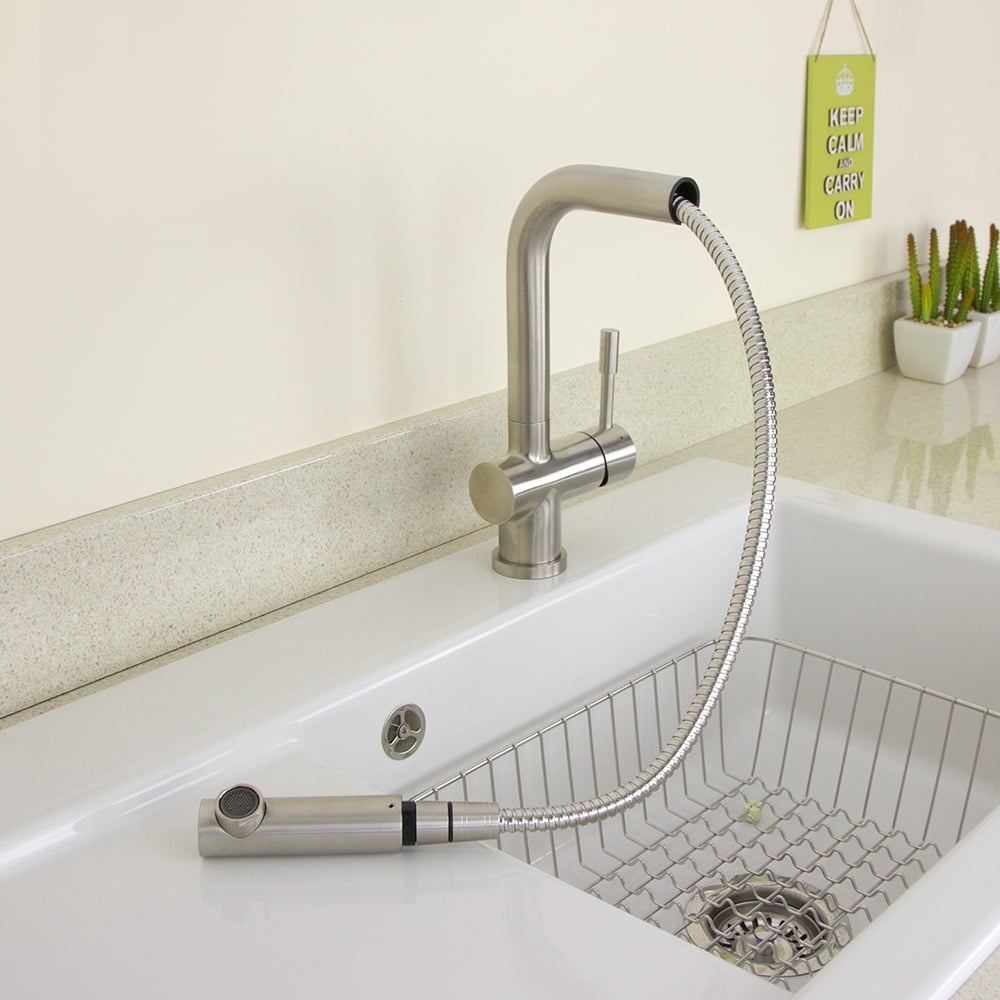 Astini Abele Brushed Stainless Steel Pullout Rinser Kitchen Sink Mixer Tap HK67 Astini