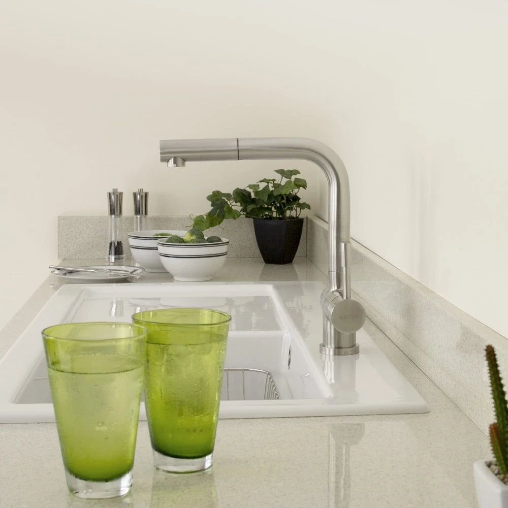 Astini Abele Brushed Stainless Steel Pullout Rinser Kitchen Sink Mixer Tap HK67 Astini