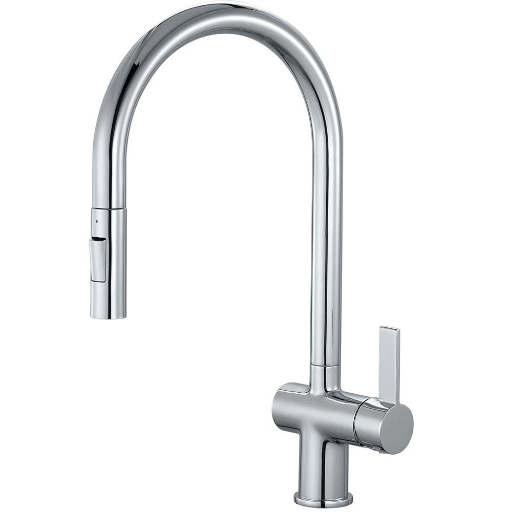 Astini Mayhill Single Lever Pull Out Kitchen Sink Mixer Tap with Brushed Brass Finish Astini