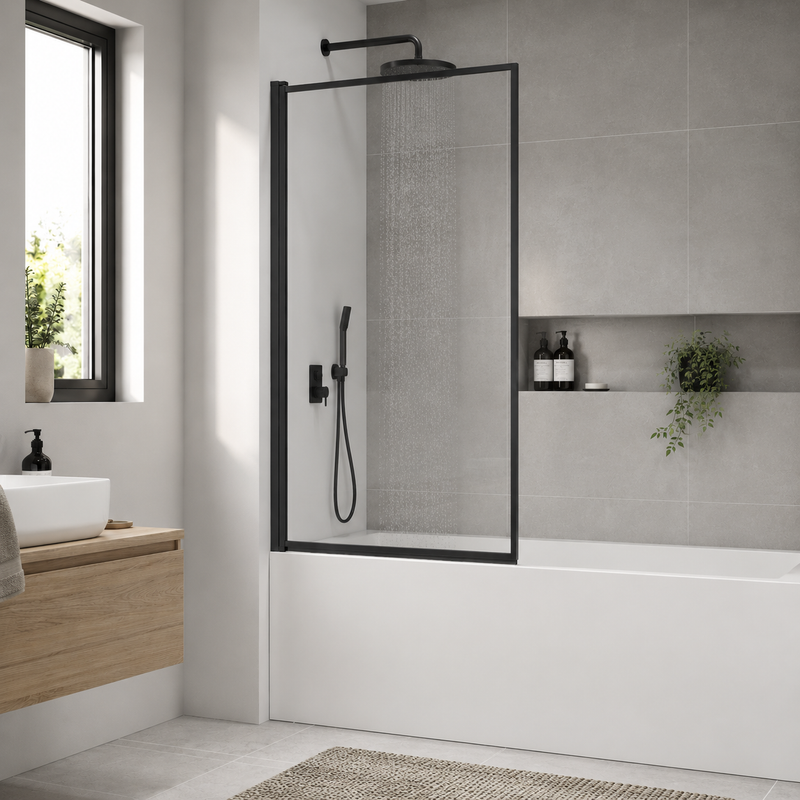 Aqua Velar Velar Frame Matt Black Bath Screen Frontline