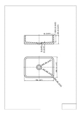 Technical drawing of a rectangular component with dimensions