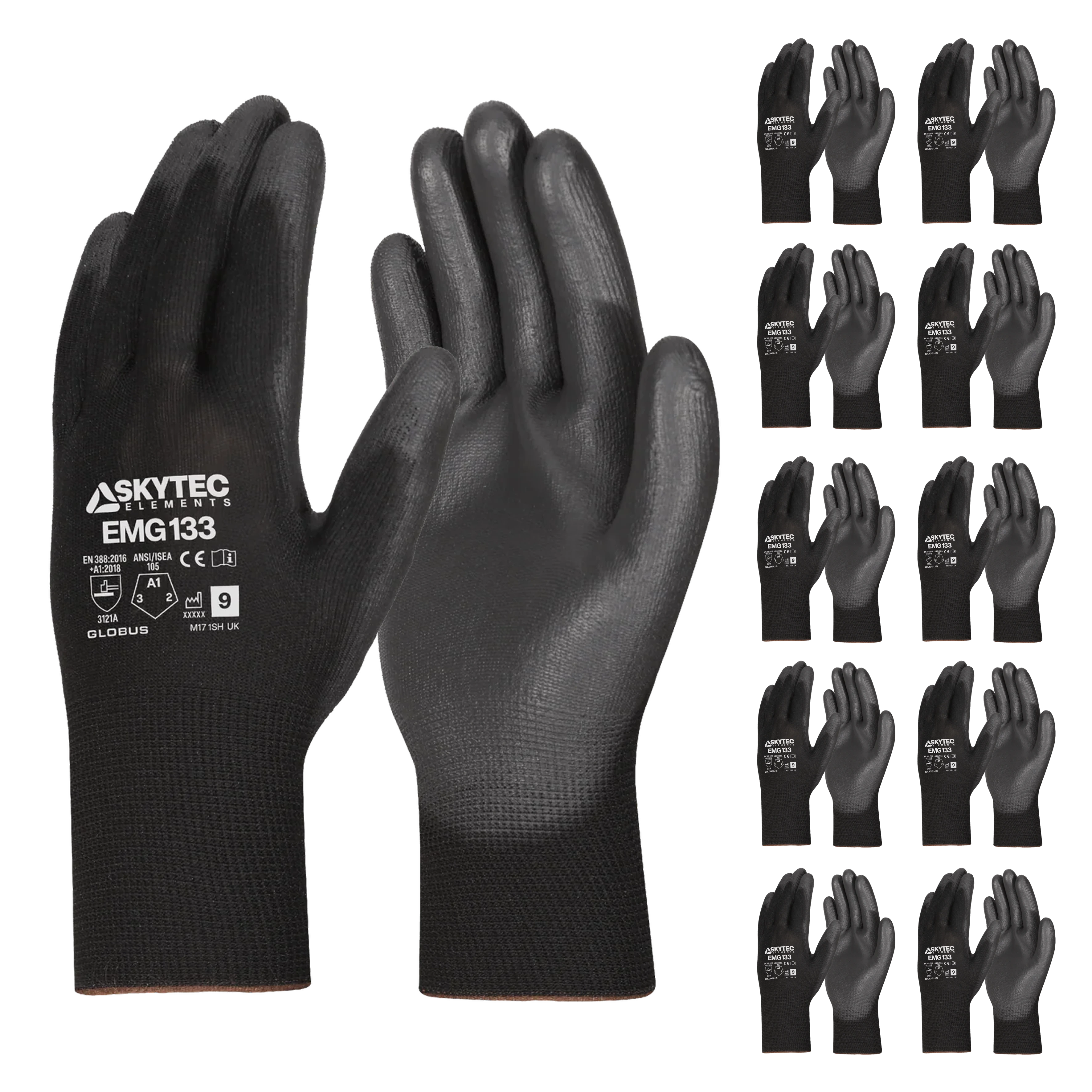 SKYTEC ELEMENTS EMG133 Black Multi Purpose PU Palm Coated Work Gloves (PACK of 120 PAIRS) Mstore