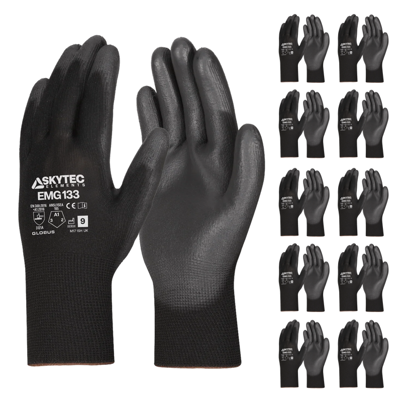 SKYTEC ELEMENTS EMG133 Black Multi Purpose PU Palm Coated Work Gloves (PACK of 120 PAIRS) Mstore