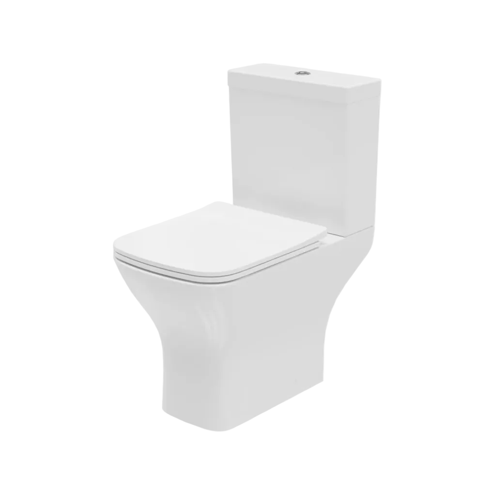 White toilet on a light gray background