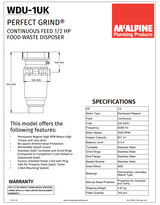 McAlpine Perfect Grind® Waste Disposal Unit 1 1/2" WDU-1UK Mcalpine