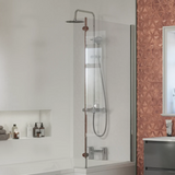 Swan Loughton Column Shower w/ Rail, Hose & Round Head Swan