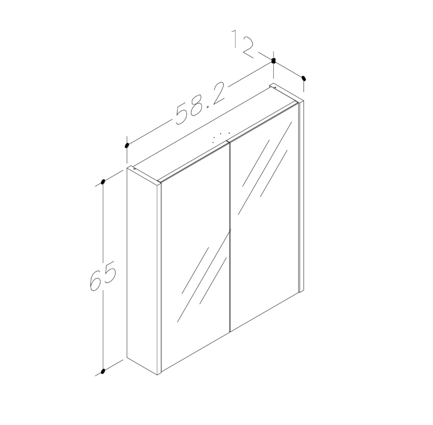 Swan Glebe 580mm x 650mm 2 Door Mirror Cabinet w/ Glass Shelves Swan