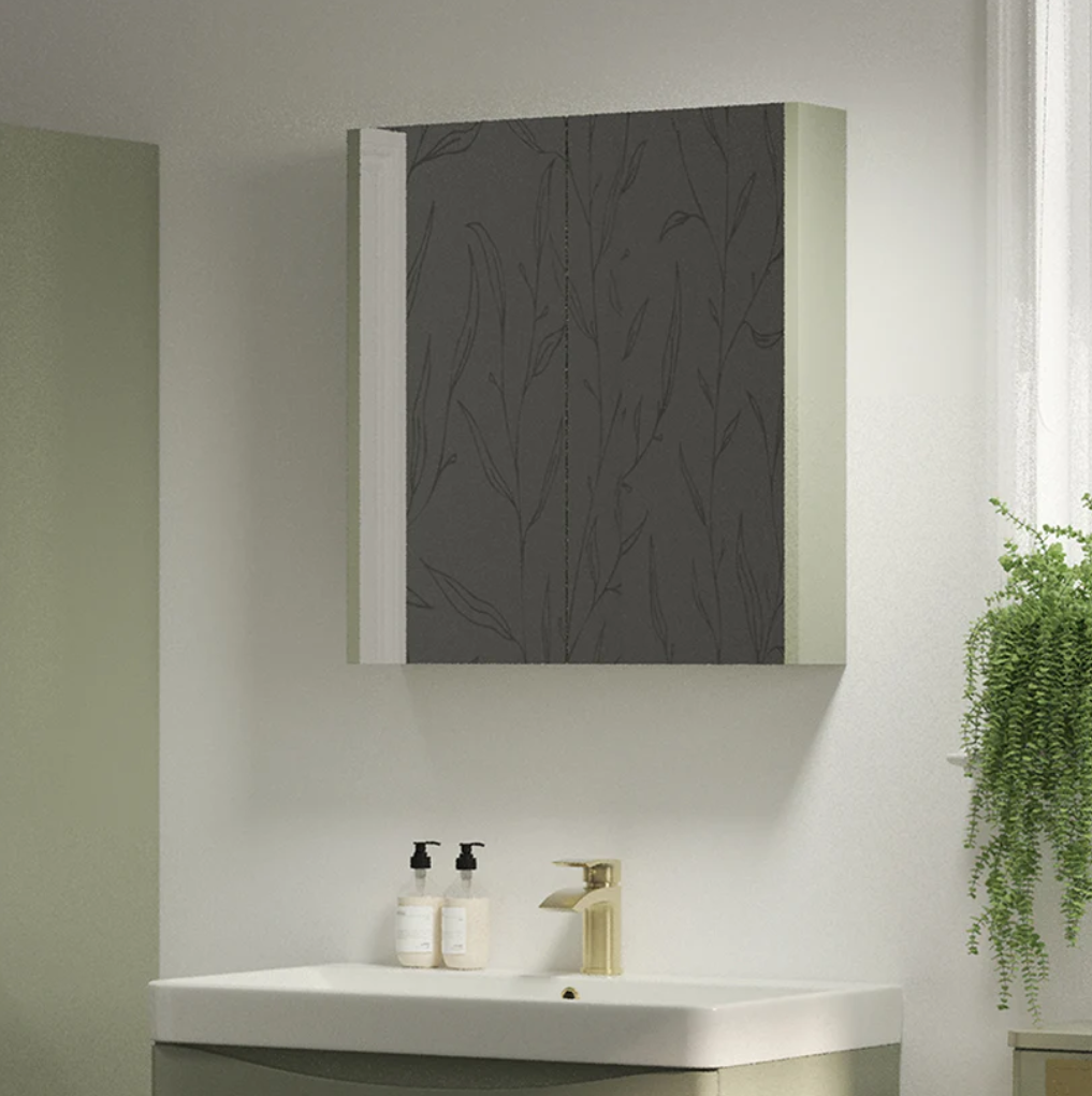 Swan Glebe 580mm x 650mm 2 Door Mirror Cabinet w/ Glass Shelves Swan