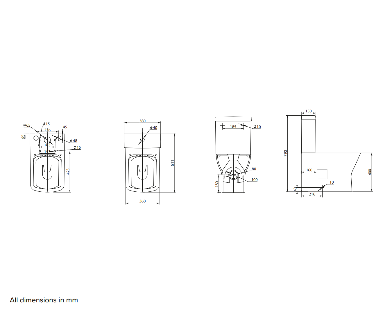 Swan Lodge Square Close Coupled Closed Back Toilet Set Swan