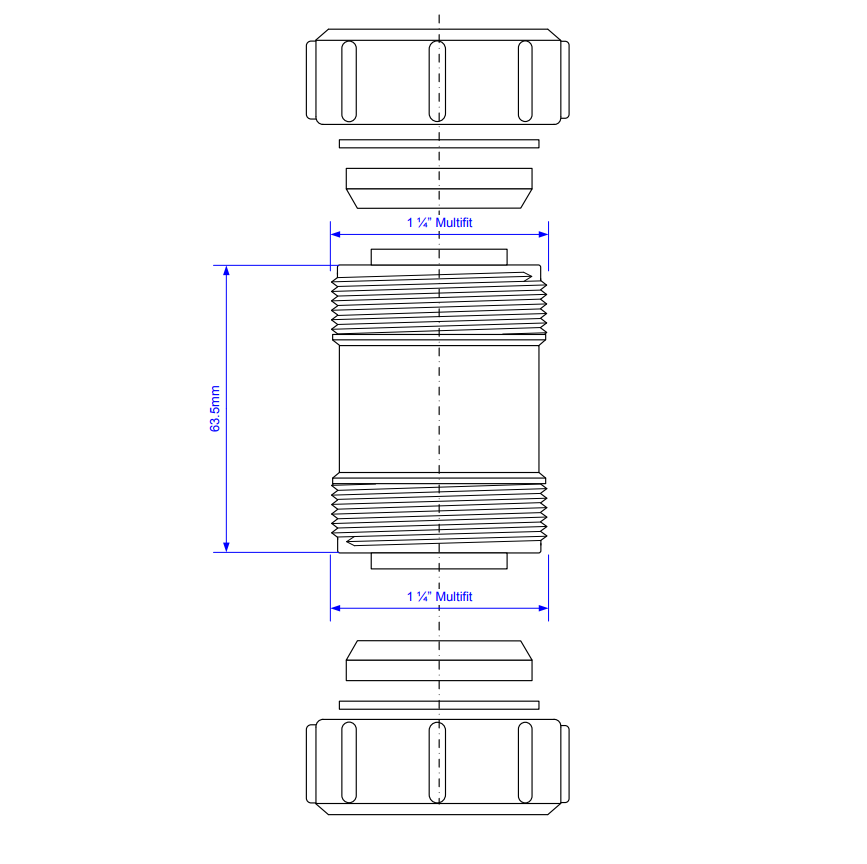 S28M 1 1/4" 32mm Multifit Straight Connector McAlpine Mcalpine