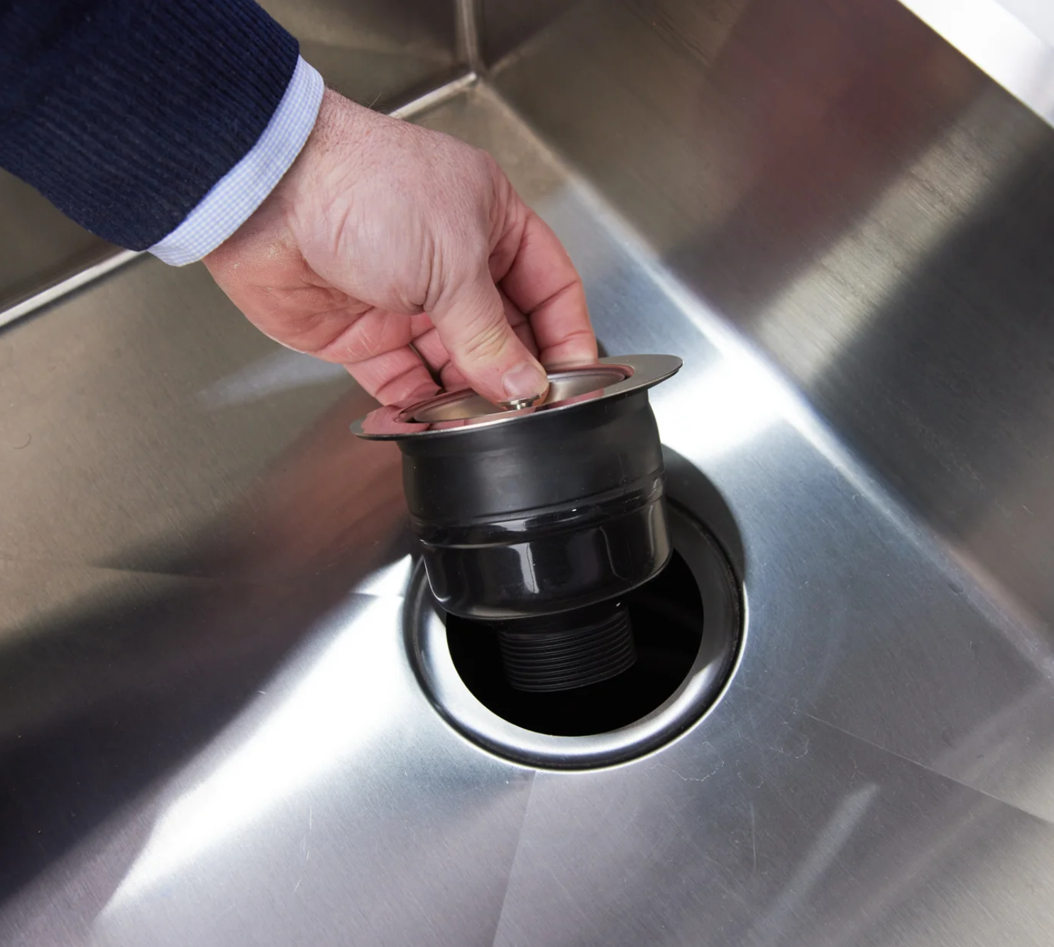 Top Fix Basket Strainer Kitchen Sink Waste Polished Steel Ellsi