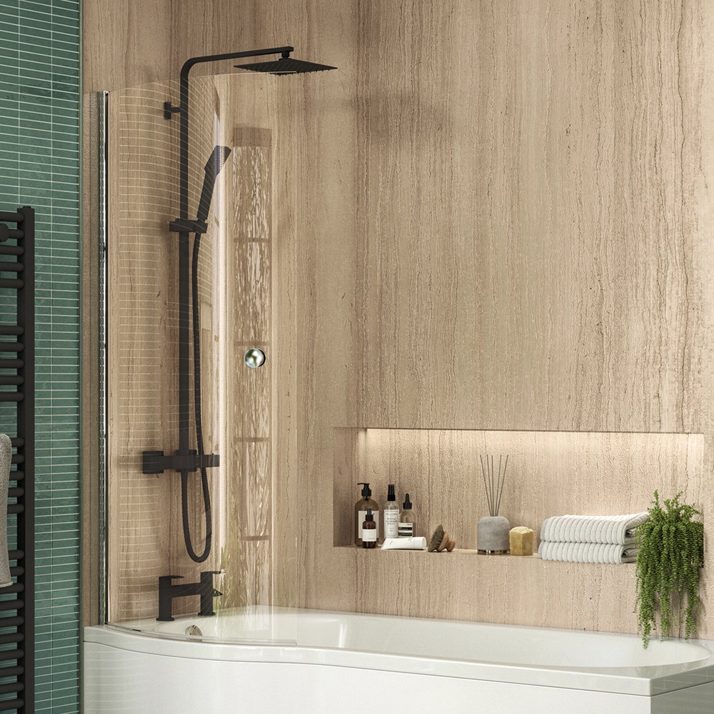 Swan Loughton Column Shower w/ Rail, Hose & Square Head Swan