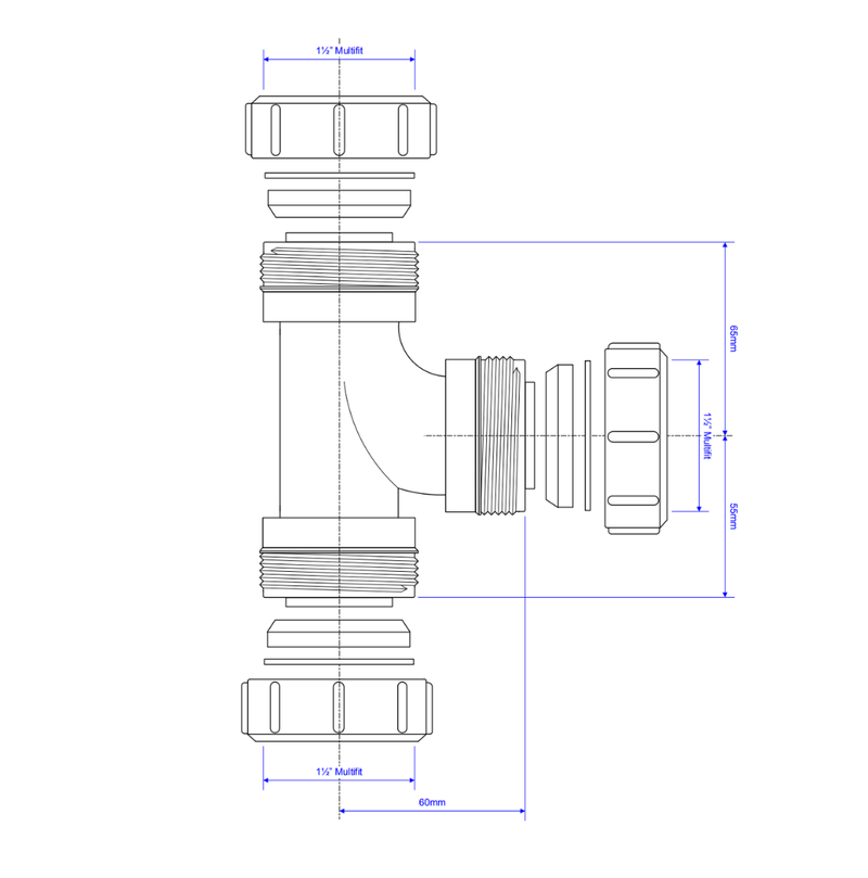 McAlpine V1M 1 1/2" 40mm Multifit Swept Tee - view 2