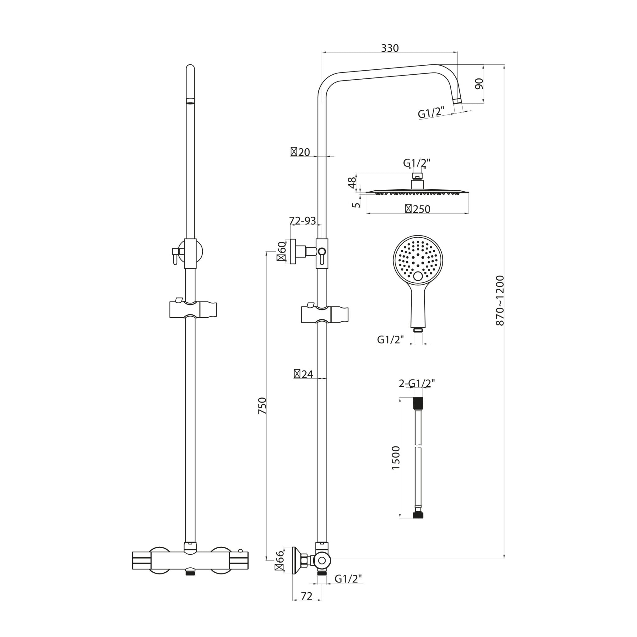 Scudo Messi Round Cool Touch Rigid Riser Shower Scudo