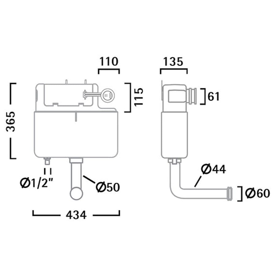 Tavistock Vortex Bottom Inlet Concealed Cistern Tavistock