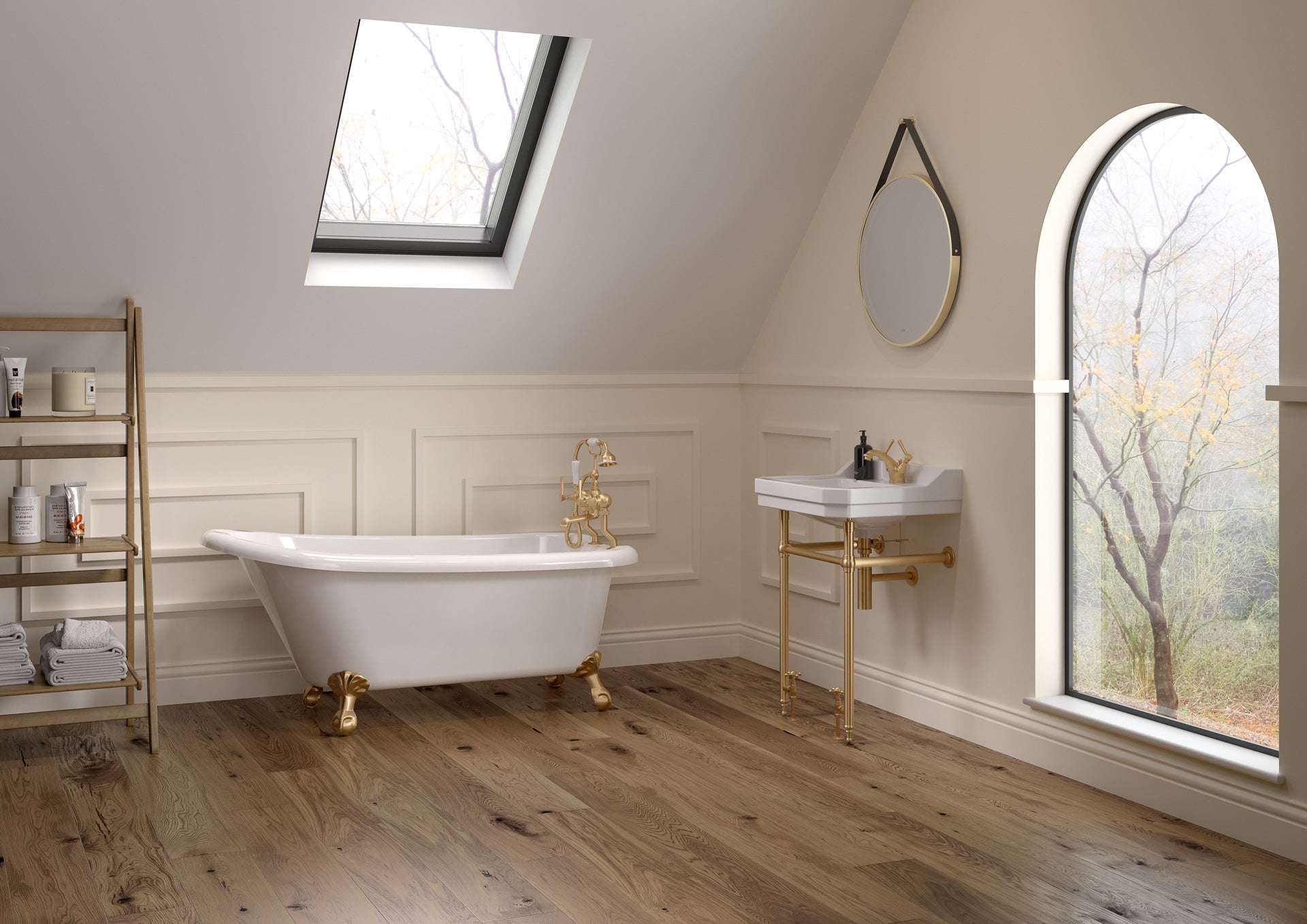 Holborn 1TH 610mm Heated Washstand & Basin - Brushed Brass Holborn