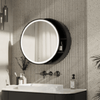 Astini Monty Round Black Single Door LED Mirror Cabinet Taps UK