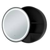 Astini Monty Round Black Single Door LED Mirror Cabinet Taps UK