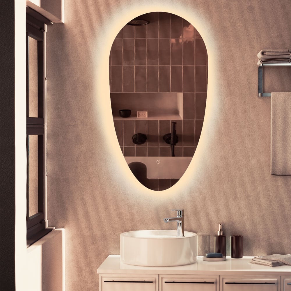 Astini Jacob Teardrop White 500mm LED Tuch Mirror Taps UK