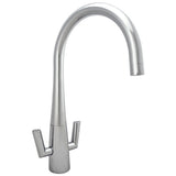 Astini Cosmopolitan Twin Lever Kitchen Sink Mixer Tap with Brushed Steel and Chrome Finish Astini