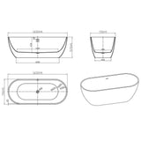 Astini Nero Matte Black Freestanding Bath Tub & Waste Astini
