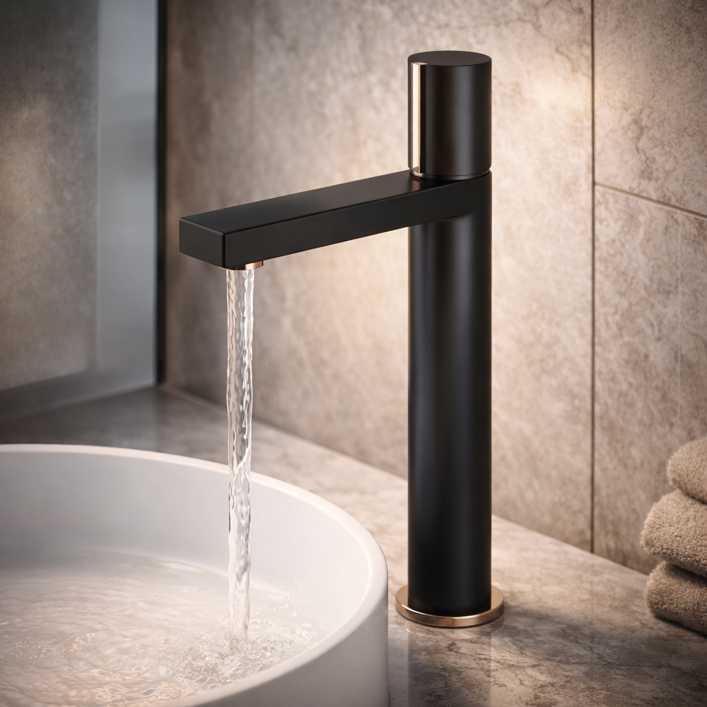 Aqua Velar Tall Basin Mixer - Matt Black Solid Brass - view 2