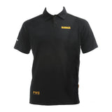 De walt Black polo shirt with yellow logos on a white background, DeWALT Rutland Performance Polo Shirt