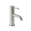 Stainless steel sink faucet on a white background