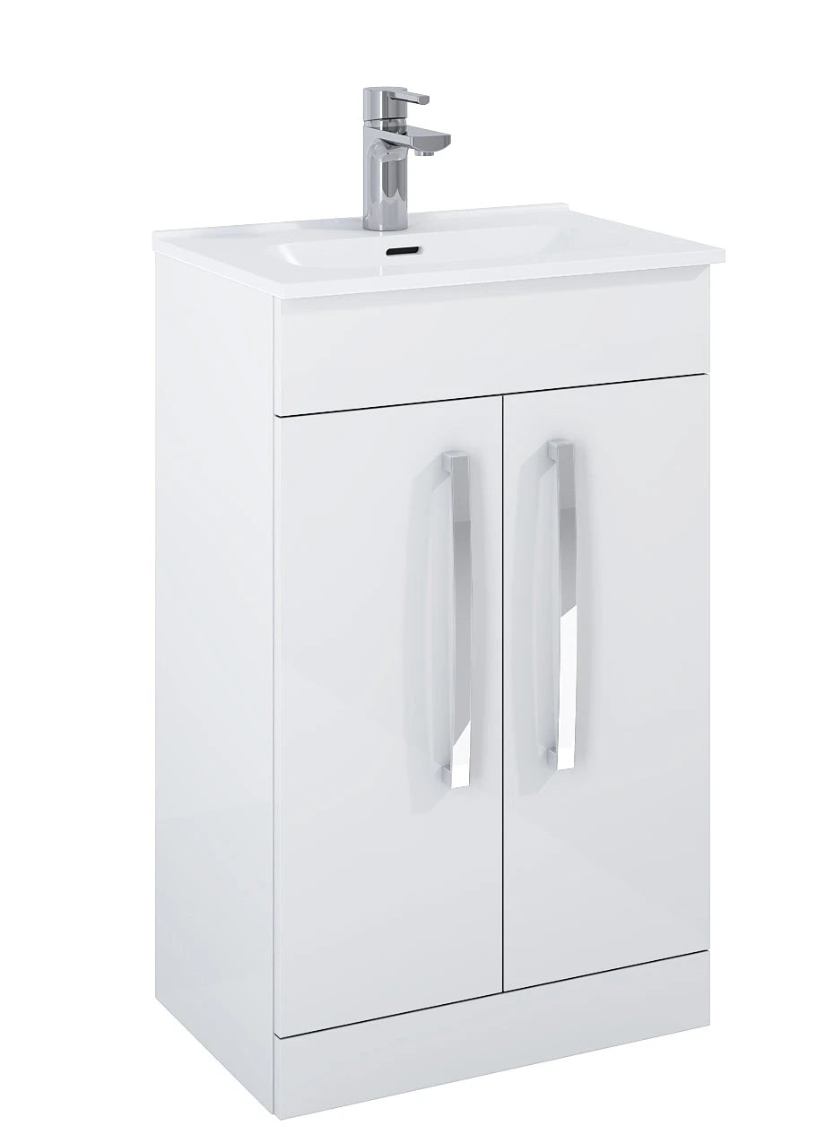 Frontline Aquatrend 600mm 2 Door Floor Standing Vanity Unit & Basin Frontline