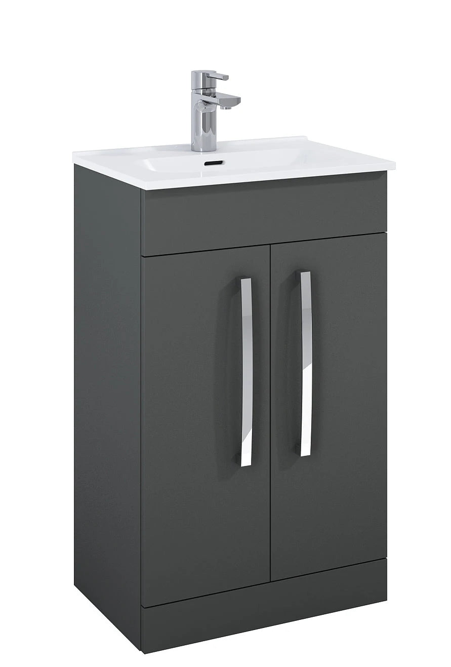 Frontline Aquatrend 600mm 2 Door Floor Standing Vanity Unit & Basin Frontline