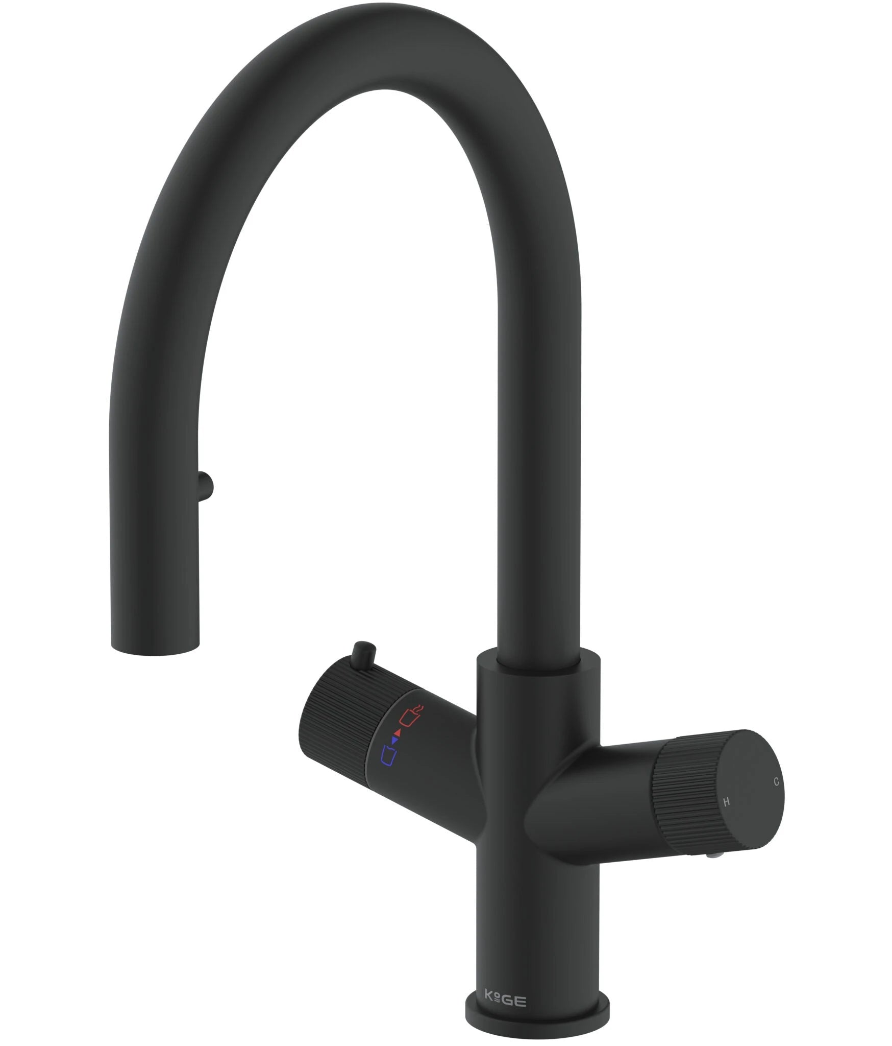 KOGE Hot Water Tap 4 in 1 SWAN PULL OUT SPOUT MATTE BLACK PACK KOGE