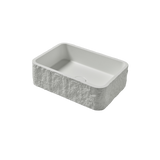 Rectangular polymarble sink with stone-like texture on a white background