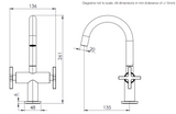 Tavistock Cohort Cross 2 Head Basin Mixer Inc Clicker Waste Tavistock