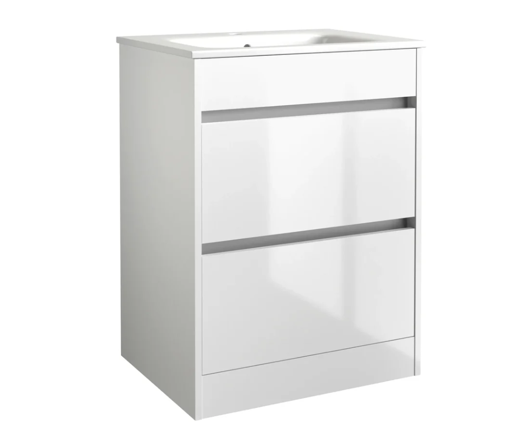 Swan Glebe 620mm x 850mm x 480mm 2 Drawer Floorstanding Vanity Unit & Basin Swan
