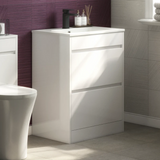 Swan Glebe 620mm x 850mm x 480mm 2 Drawer Floorstanding Vanity Unit & Basin Swan