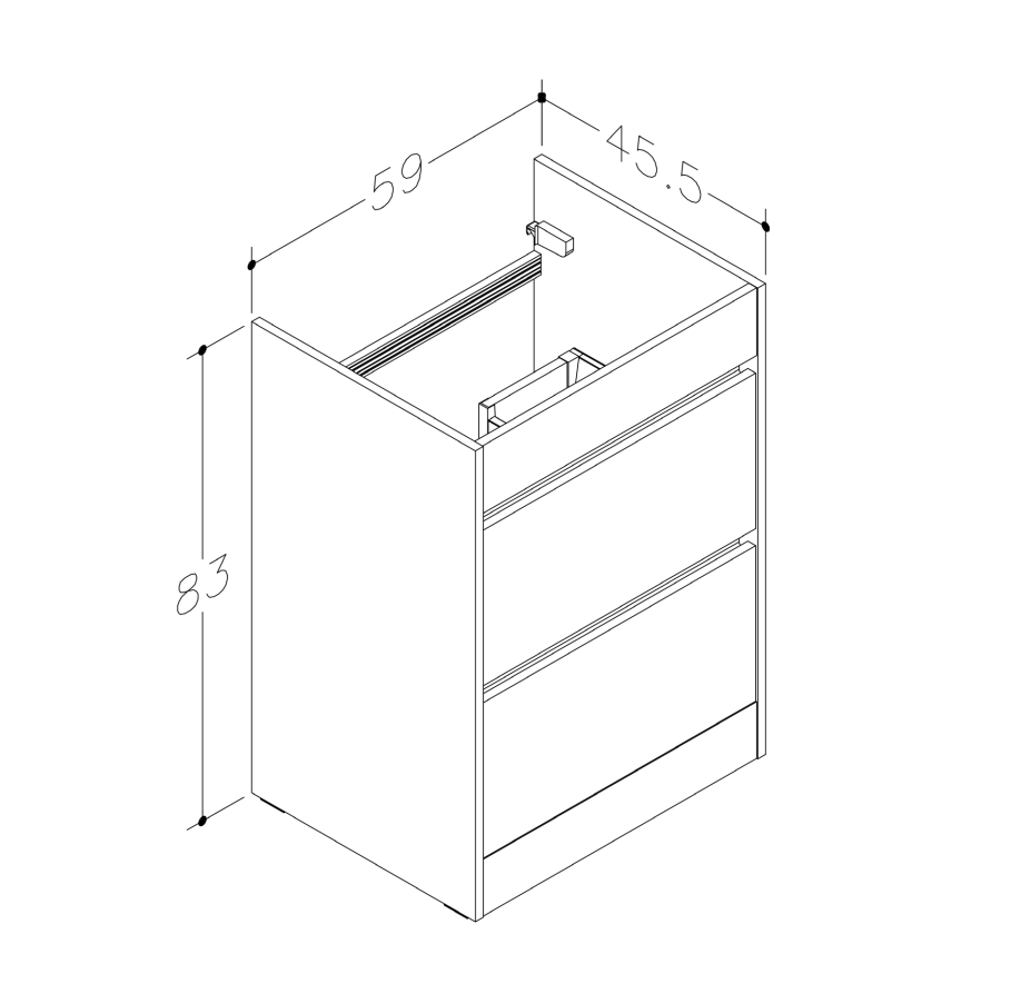 Swan Glebe 620mm x 850mm x 480mm 2 Drawer Floorstanding Vanity Unit & Basin Swan