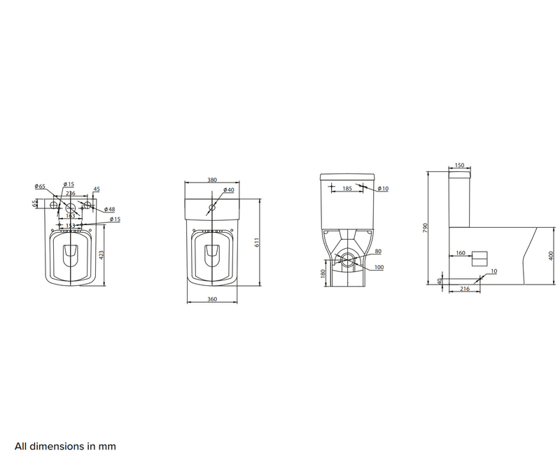 Swan Lodge Square Close Coupled Closed Back Toilet Set Swan