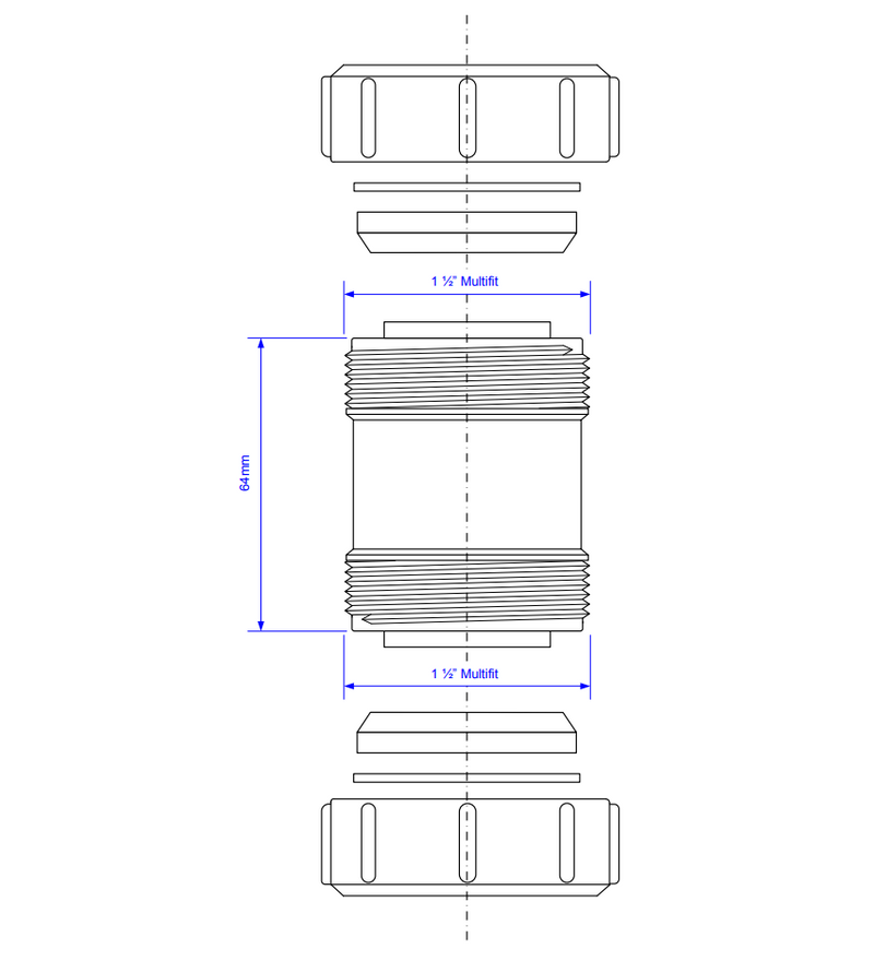 McAlpine T28M 1 1/2" 40mm Multifit Straight Connector - view 2