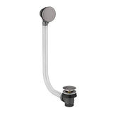 Bathroom sink drain assembly with flexible hose on a white background