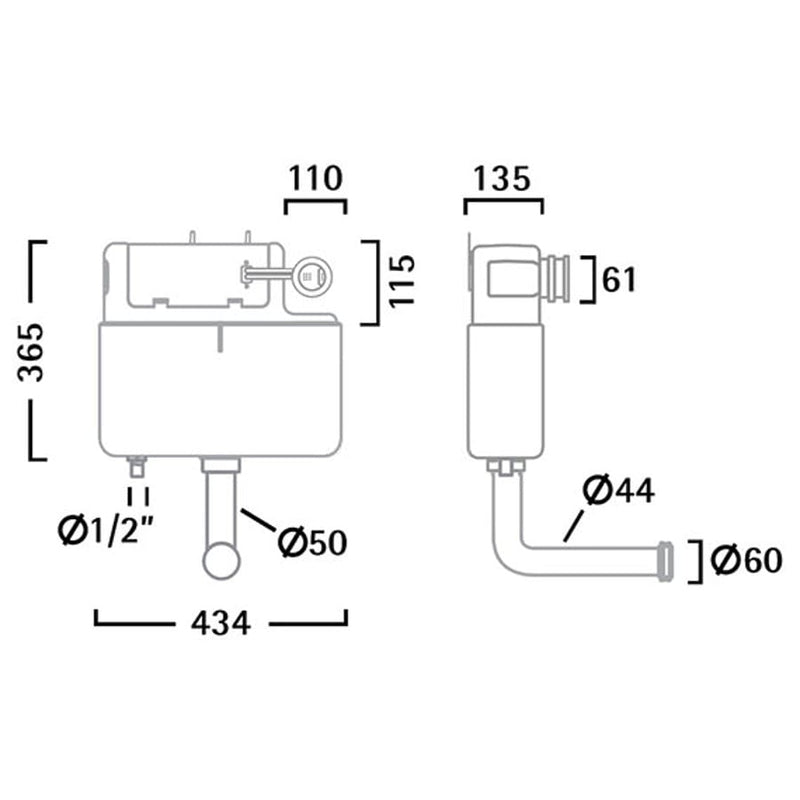 Tavistock Vortex Bottom Inlet Concealed Cistern Tavistock