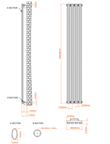 Aqua Moda Steel Vertical Radiator W280 x H1800 4 Bars Frontline