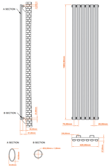 Aqua Moda Steel Radiator W420 x H1800 6 Bars Frontline