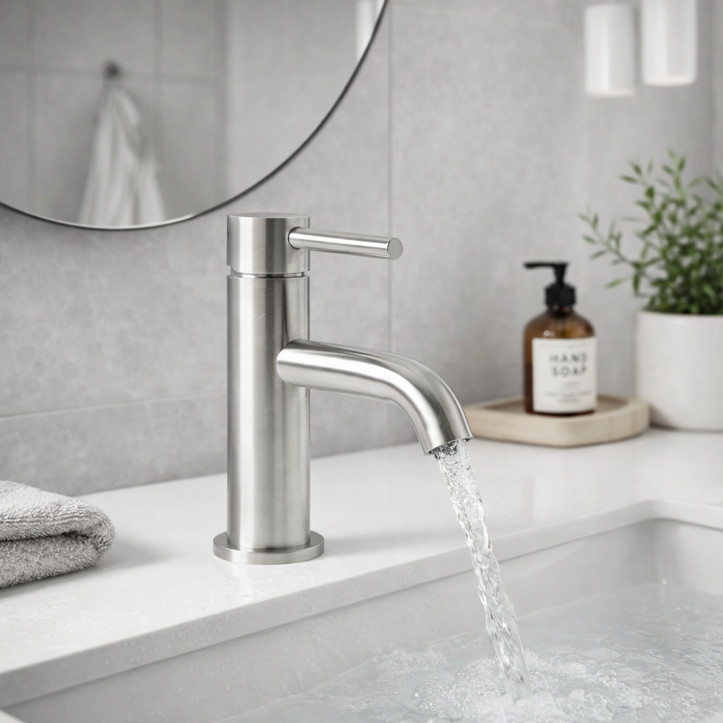 Aqua Solito Basin Mixer Inc Waste – Brushed Nickel Frontline