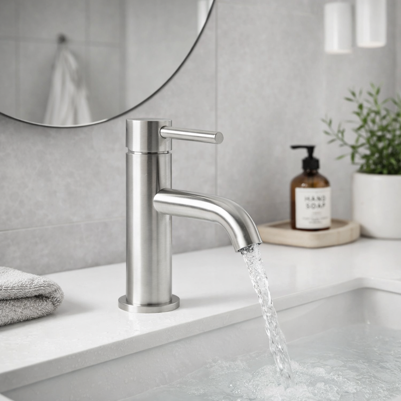 Aqua Solito Basin Mixer Inc Waste – Brushed Nickel Frontline